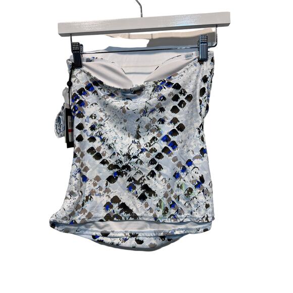 DKNY WOMENS SZ XS TANKINI TOP PRINTED BANDEAU BOW JUMBO MULTI SNAKE SPLASH MULTI - Picture 5 of 10